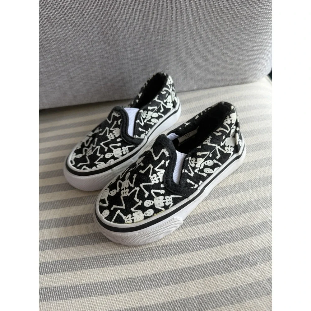 Tommy Bahama Shoes Toddler 5 Slip On Black Canvas Glow In The Dark  Skeletons